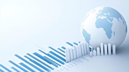 Global business analysis with charts and globe representation