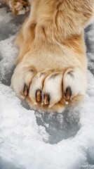 Obraz premium Polar bear paw standing on thin ice with sharp claws visible