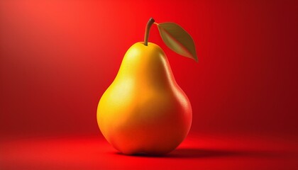 pear with red background