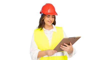 Focused young engineer ensuring safety on the job site