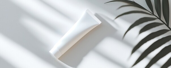 White cosmetic tube mockup, perfect for branding and product design in the beauty industry.