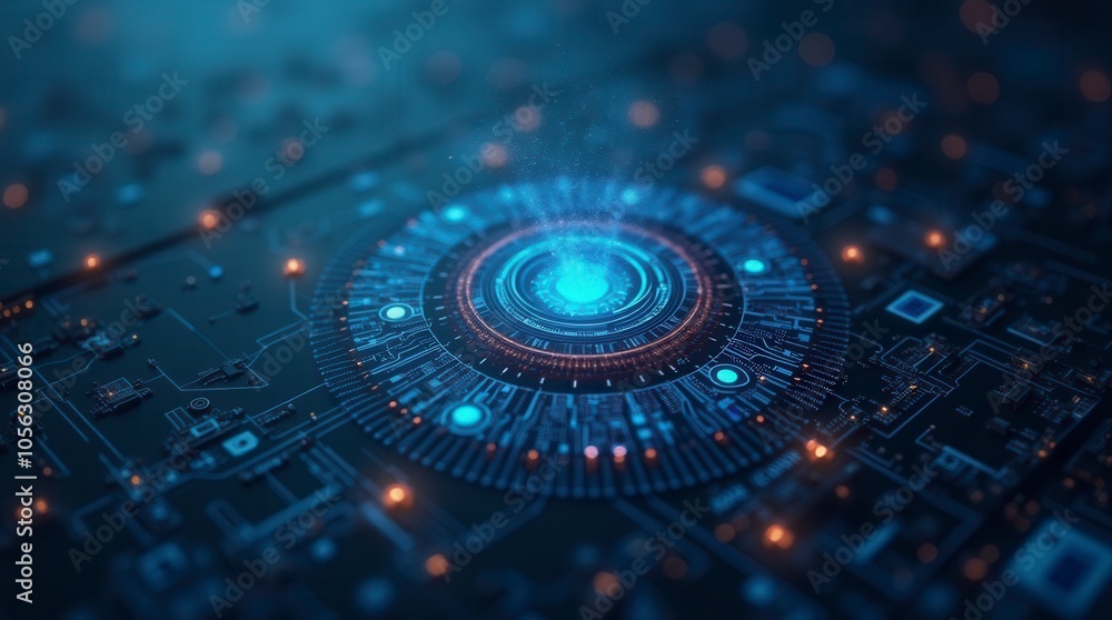 Poster digital technology and science abstract background for innovation and research