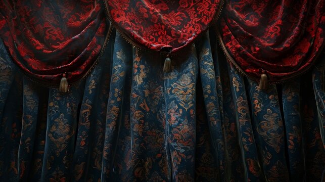 The stage is adorned with a dark velvet curtain creating a dramatic and elegant backdrop for the readings.