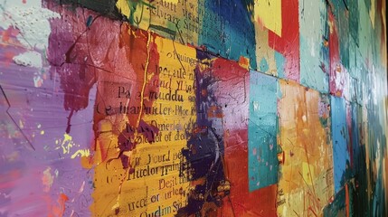 The walls are adorned with abstract paintings and poetry quotes creating an inspiring and thoughtprovoking backdrop.
