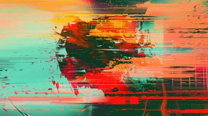 Glitch art pattern with digital distortion