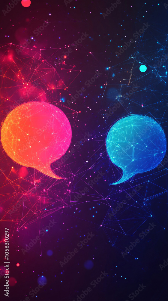 Poster Network connects two speech bubbles, indicating a digital conversation in progress