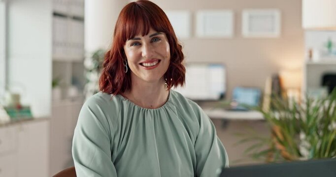 Happy woman, doctor and laptop in office for healthcare, medicare and website update in clinic. Specialist, computer and portrait at desk for research, telehealth and online communication in practice