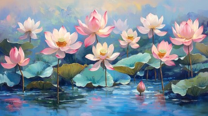 Peaceful Lotus Pond Painting