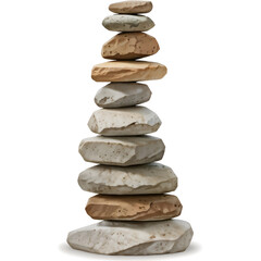 Balanced stone stack with smooth stones arranged in a pyramid shape, representing stability and calmness.
