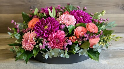 Vibrant Floral Arrangement with Pink and Purple Blooms