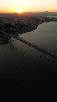 panorama of the main attraction of the city of Florianopolis suspension bridge