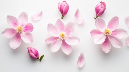 Elegant Pink Flowers on White Background