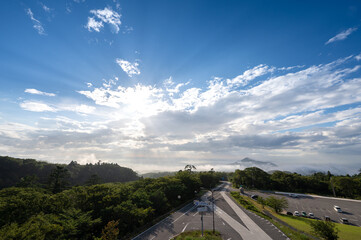 鳥取県大山寺からの眺め 薄明光線

