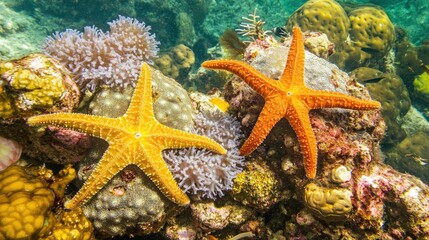 Colorful Starfish on Vibrant Coral Reef