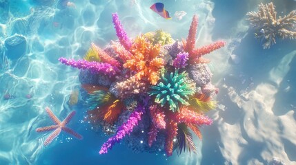 Obraz premium Vibrant Coral Reef Under Crystal Clear Water