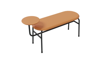 Padded bench with side table