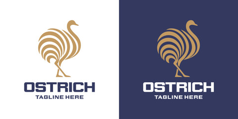 Logo Ostrich Bird Abstract Simple Luxury.