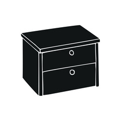 Vector hand drawn sketch doodle nightstand isolated on white background