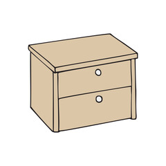 Vector hand drawn sketch doodle colored nightstand isolated on white background