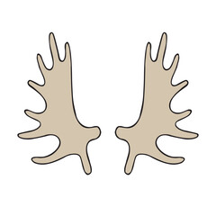 Obraz premium Vector hand drawn sketch doodle moose horns isolated on white background