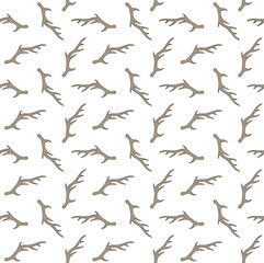 Vector seamless pattern of hand drawn sketch doodle deer horns isolated on white background