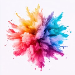 Fototapeta premium Colorful powder explosion, artistic design on white isolated background.