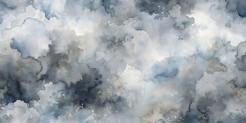 Fototapeta premium Abstract Watercolor Painting with a Blending of Soft Grey and Blue Tones