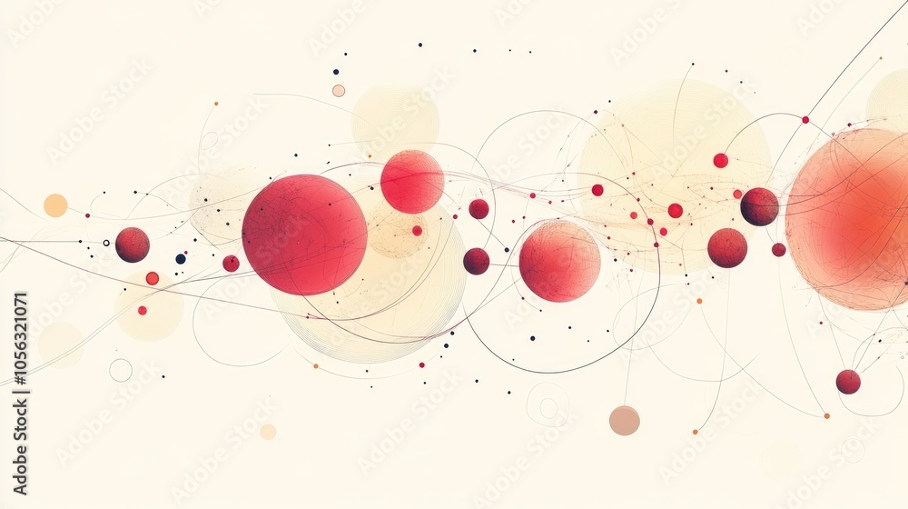 Poster abstract of connected spheres and lines, symbolizing advanced molecular science and cutting-edge tec