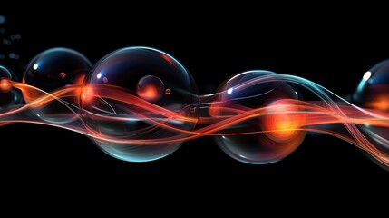 Transparent spheres and lines in a molecular abstract design, symbolizing cutting-edge science and technological progress