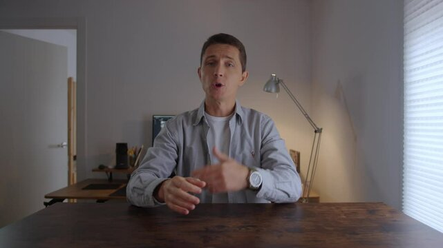Blogger Engaging in a Professional Discussion within a Modern Workspace Framework and Setting