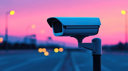Night vision CCTV camera in urban setting, capturing clear details with privacy-respecting technology
