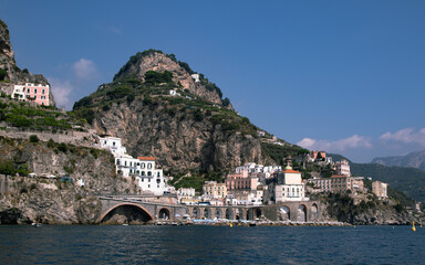 view on coast city from sea