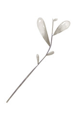 Illustration Watercolor Branch with Leaves Monochrome. Digital Clipart Vintage for Printing and Web