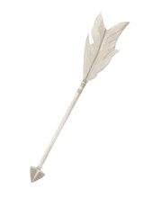 Illustration Watercolor Wooden Arrow with Feathers Monochrome. Digital Clipart Vintage for Printing and Web