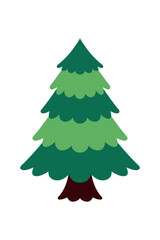 Green Christmas tree made of pieces for Christmas, New Year holiday design for kids, vector illustration