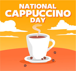 happy national cappuccino day with a cup of cappuccino coffee