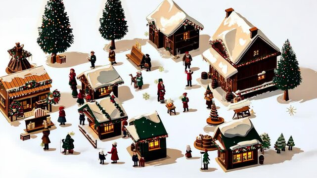 Christmas Market Map Maker Kit Isometric Christmas Market Town Elements Video