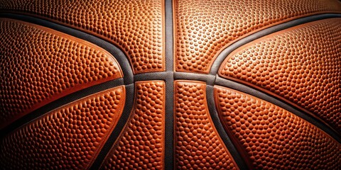 Fototapeta premium Close-up of a basketball's textured surface, revealing the intricate details of the panels and dimpled pattern.