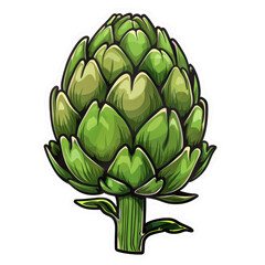 Obraz premium A green artichoke is the main focus of the image. Generative AI