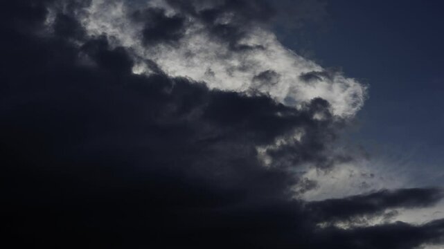 Time lapse of storm clouds covering the sun with a blue sky