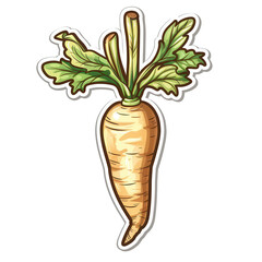 A carrot is drawn in a cartoon style with a green stem. Generative AI