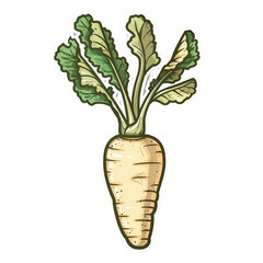 A carrot is drawn in a cartoon style with a green stem. Generative AI