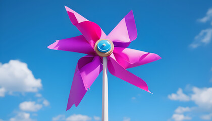 pinwheel toy against blue sky, generative ai