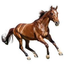 Obraz premium Majestic Stallion Running Fast, Captured in Motion and Isolated on a Transparent Background, Perfect for PNG Format Use 