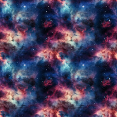 Seamless Galaxy Digital Pattern with Cosmic Nebula