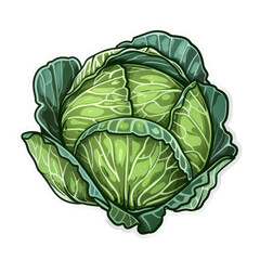 Obraz premium A green cabbage with white veins. Generative AI