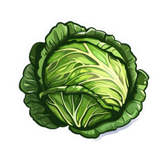 Fototapeta premium A green cabbage with a stem and leaves. Generative AI
