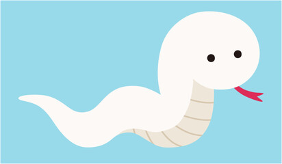 かわいい蛇のベクターイラスト　巳　巳年　白蛇　アイコン　年賀状　