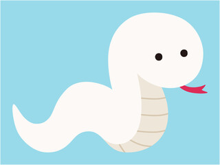 かわいい蛇のベクターイラスト　巳　巳年　白蛇　アイコン　年賀状　