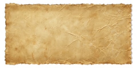 A vintage, aged parchment sheet with a textured surface and torn edges, perfect for creating a timeless and authentic aesthetic.